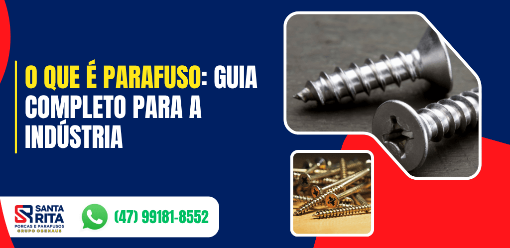 Imagem ilustrativa com parafusos metálicos de diferentes formatos e tamanhos, destacando o tema sobre elementos de fixação na indústria.